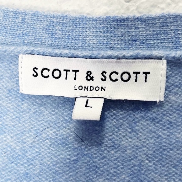 Scott & Scott London 100% Cashmere Cardigan Blue Large - Picture 12 of 13